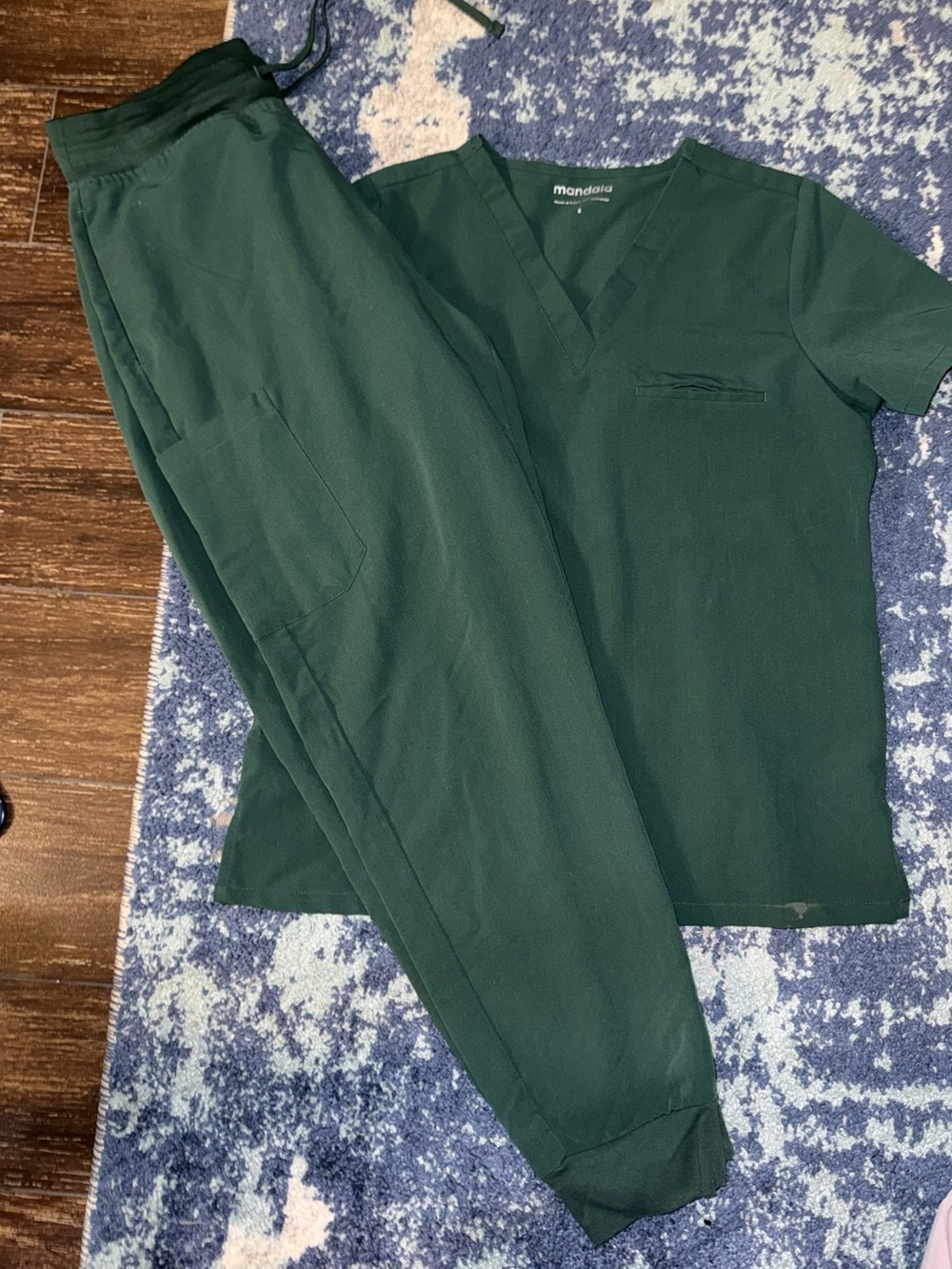 Forest Green Scrub Set - Mandala Top & Pants